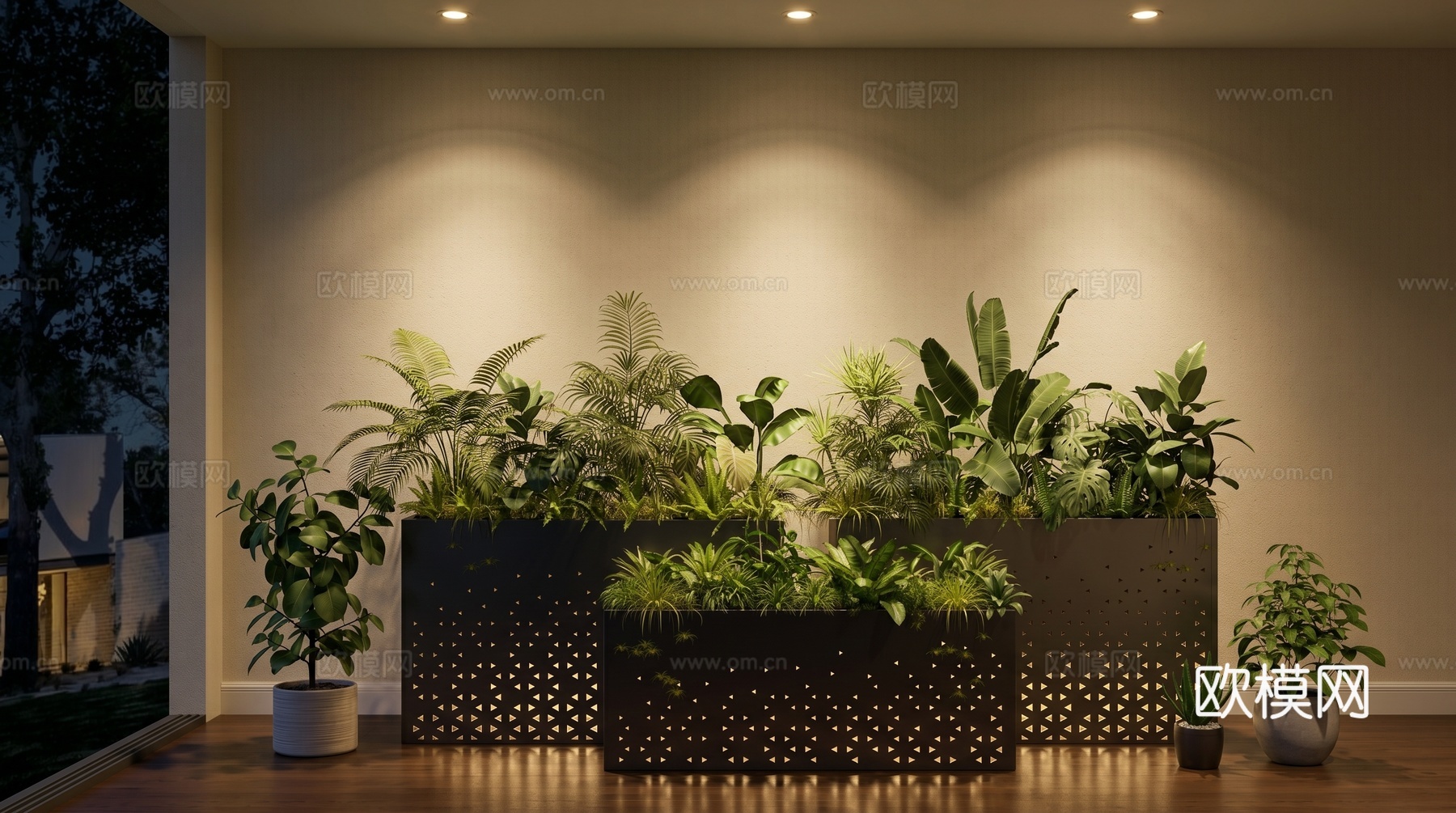 现代花箱  网红花箱su模型