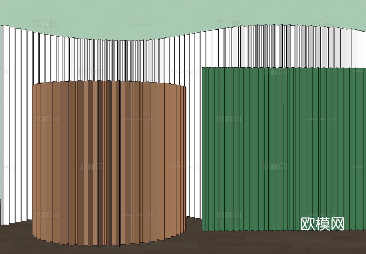 移动屏风 拉伸置物架 客厅玄关屏风 软屏风 移动隔断 推拉围su模型