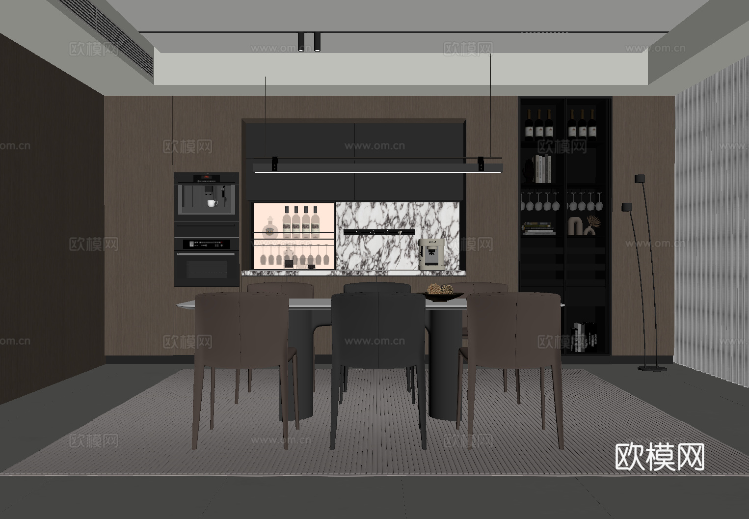 意式餐厅su模型