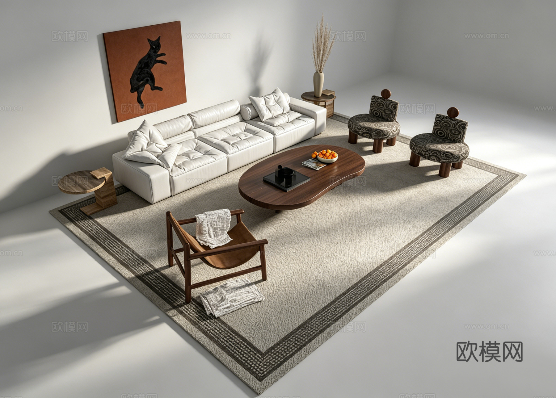中古风客厅沙发组合su模型