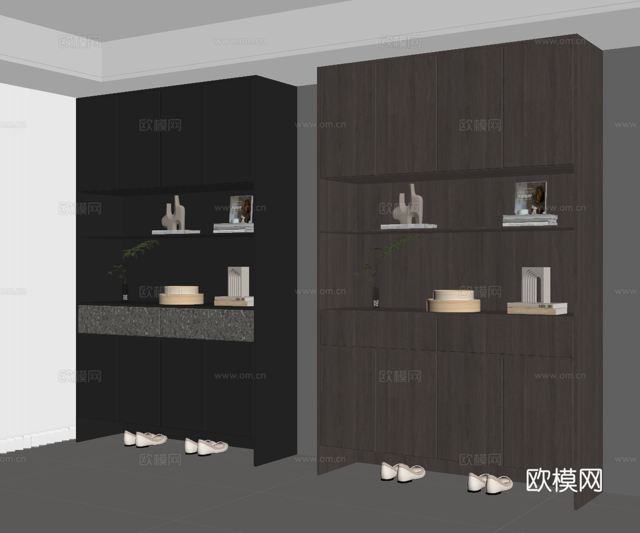 现代意式玄关 鞋柜su模型