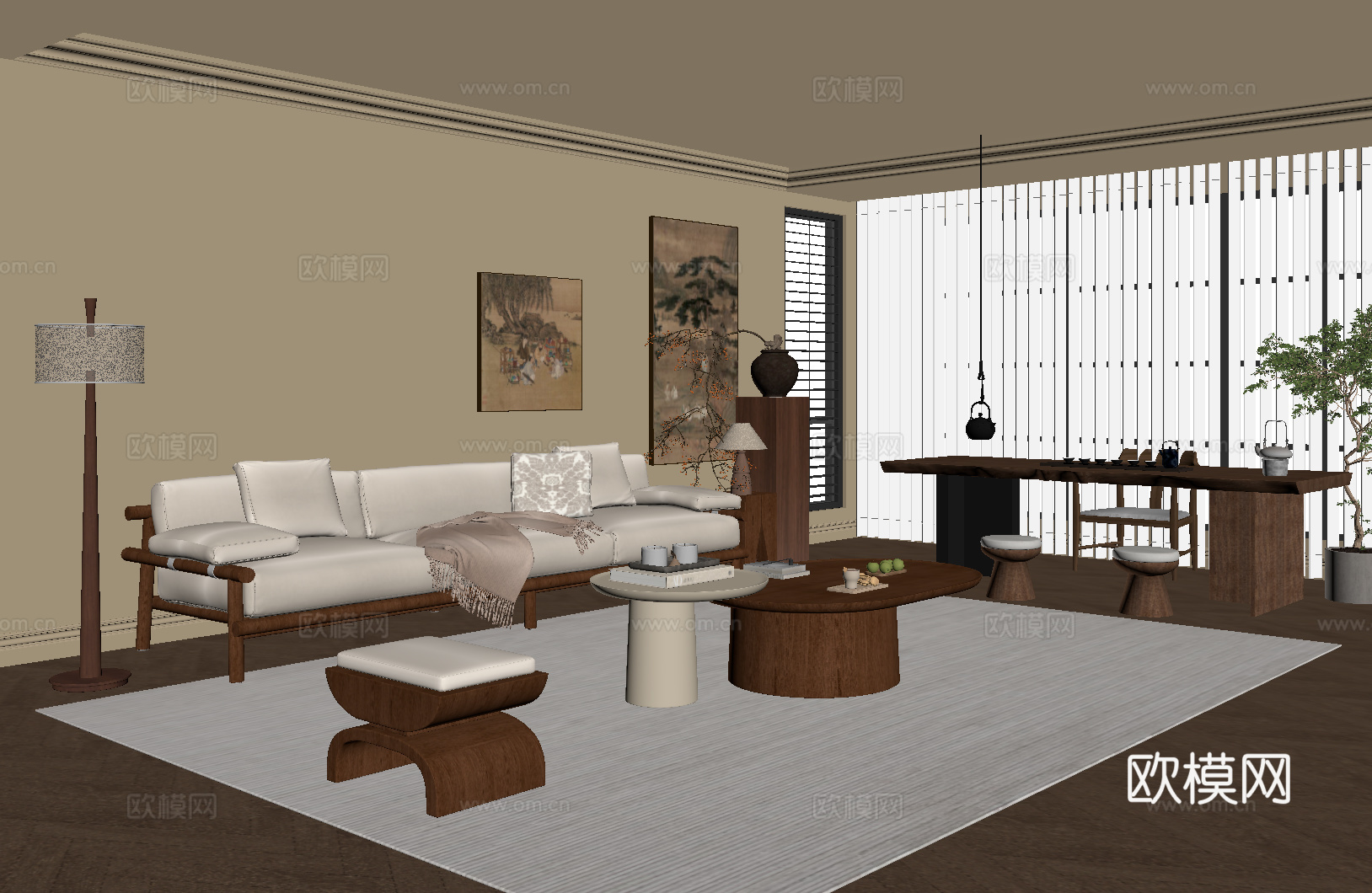 中古风客厅su模型