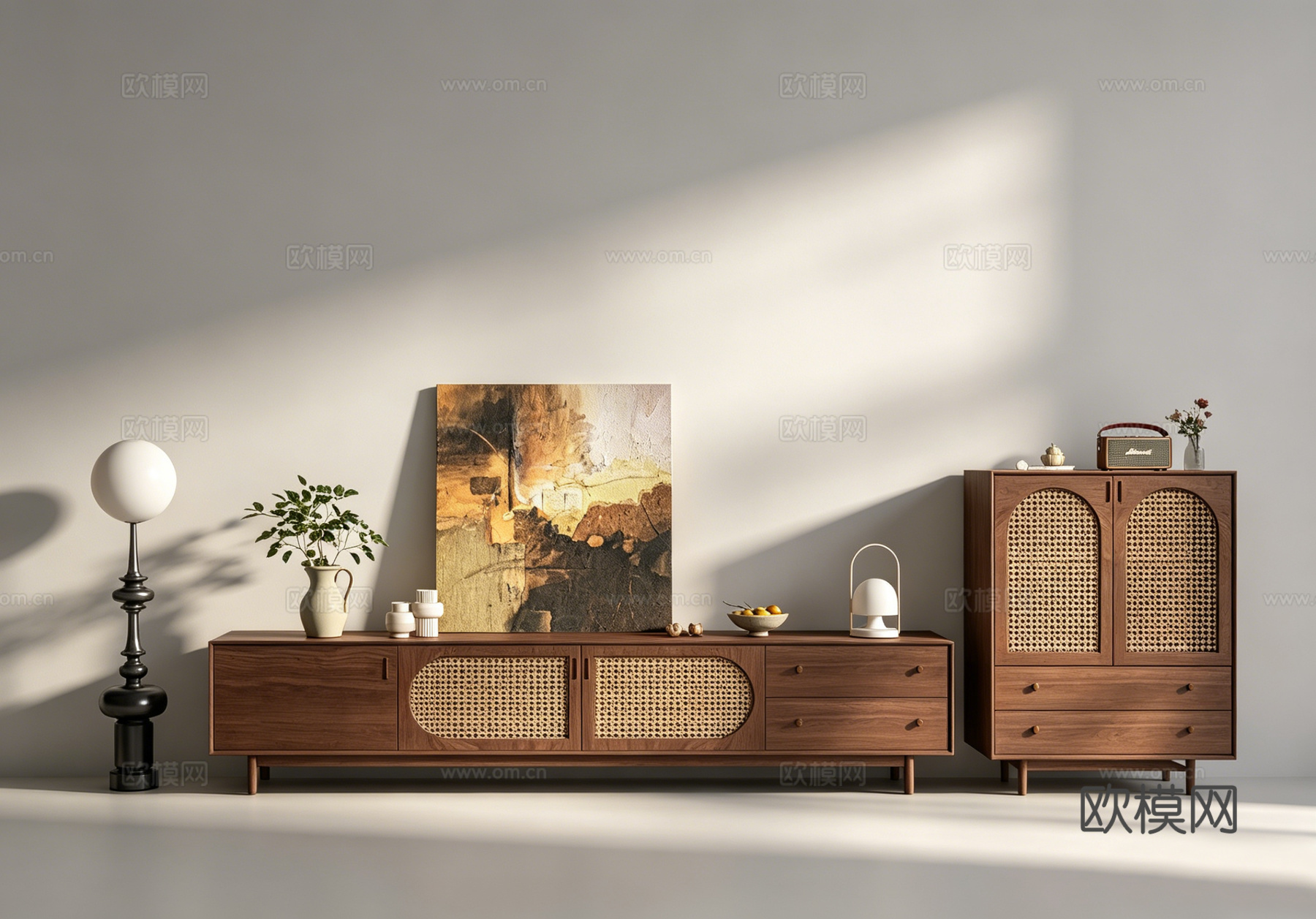 中古风装饰柜su模型