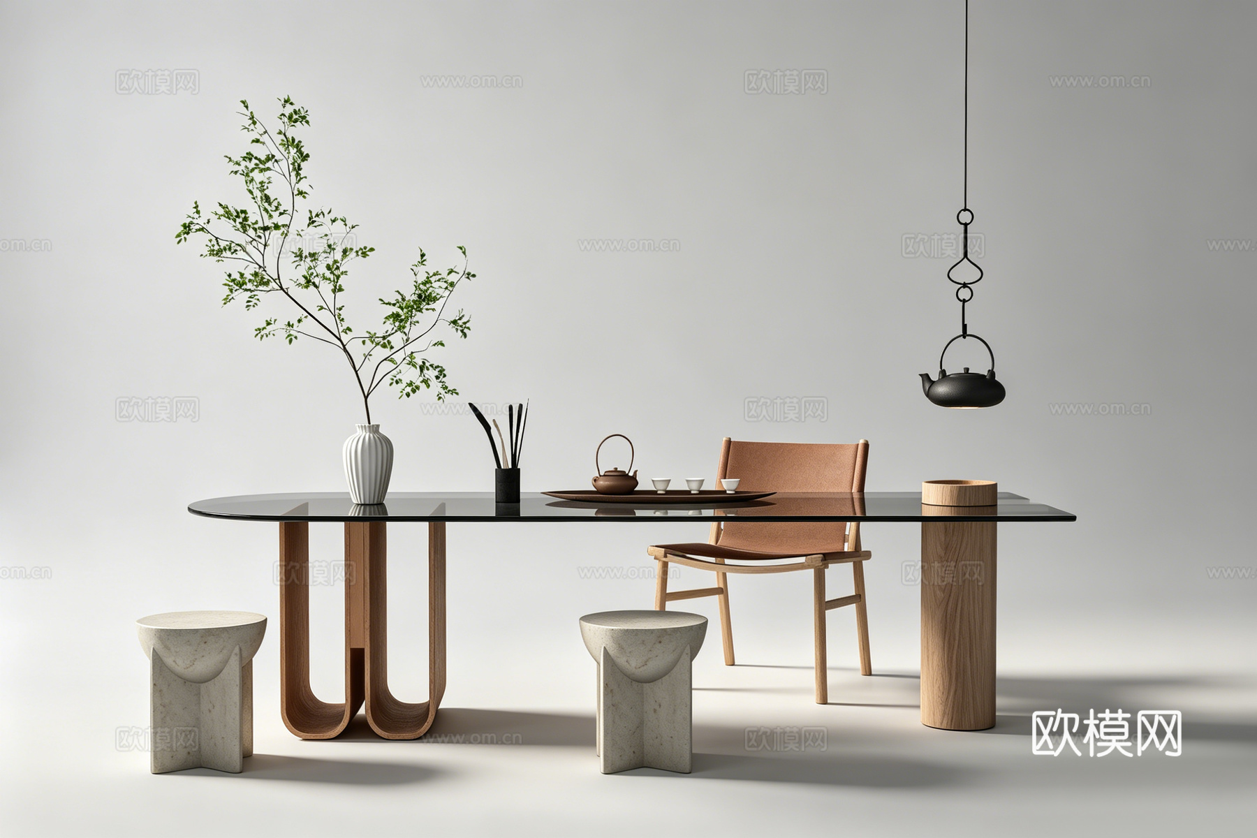 现代茶桌su模型