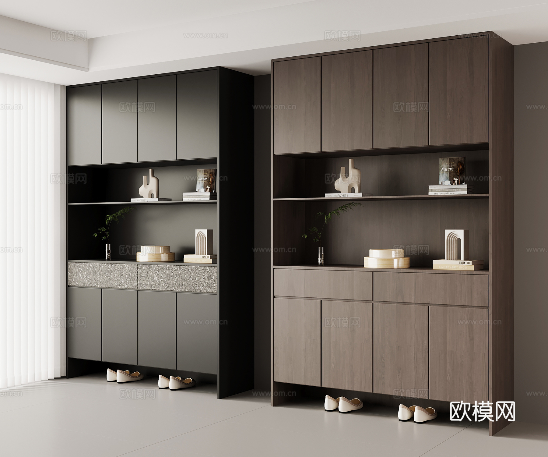 现代意式玄关 鞋柜su模型