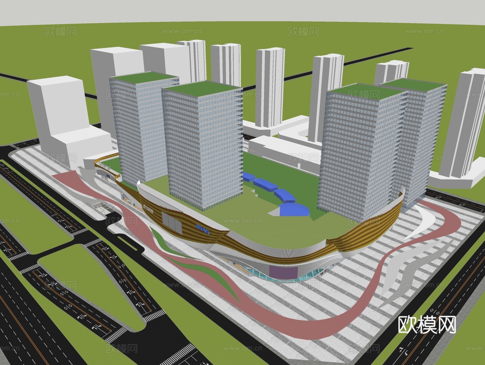 现代风格商业综合体su模型