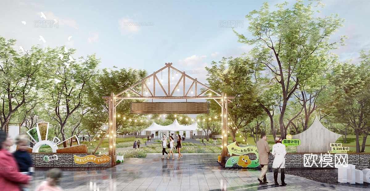 现代景观营地大门su模型