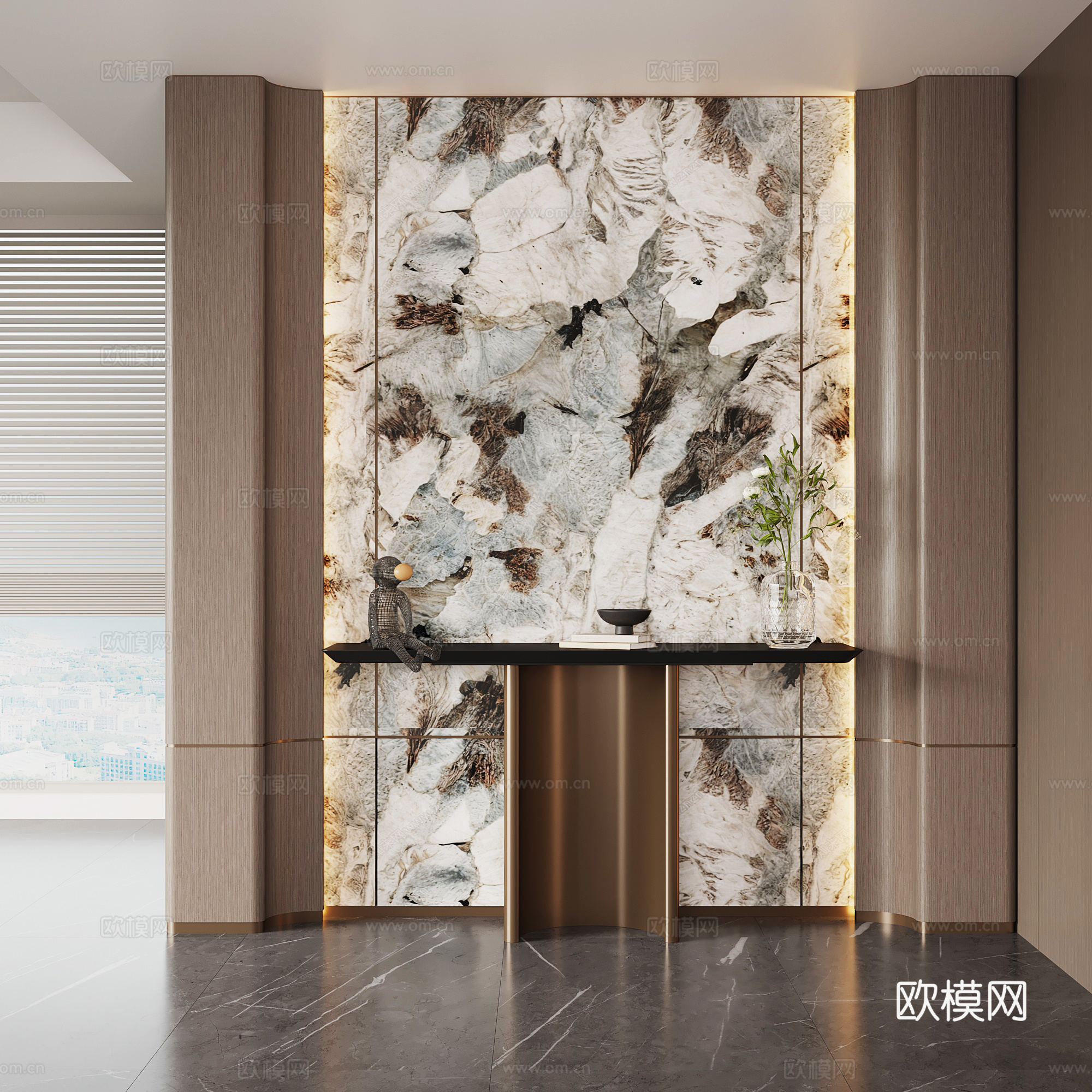 现代意式玄关过道3d模型