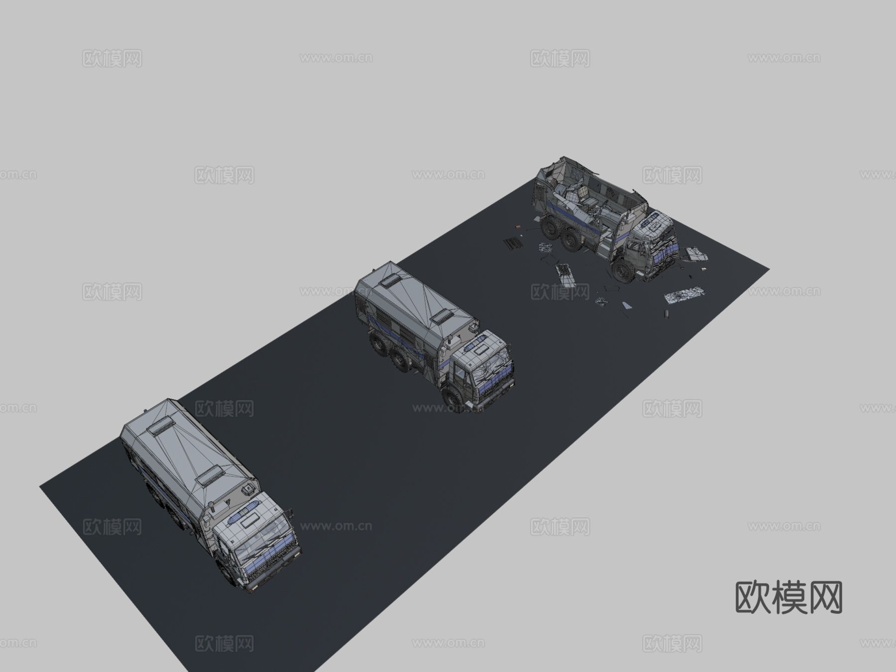 被摧毁的俄罗斯监狱车Autozaksu模型