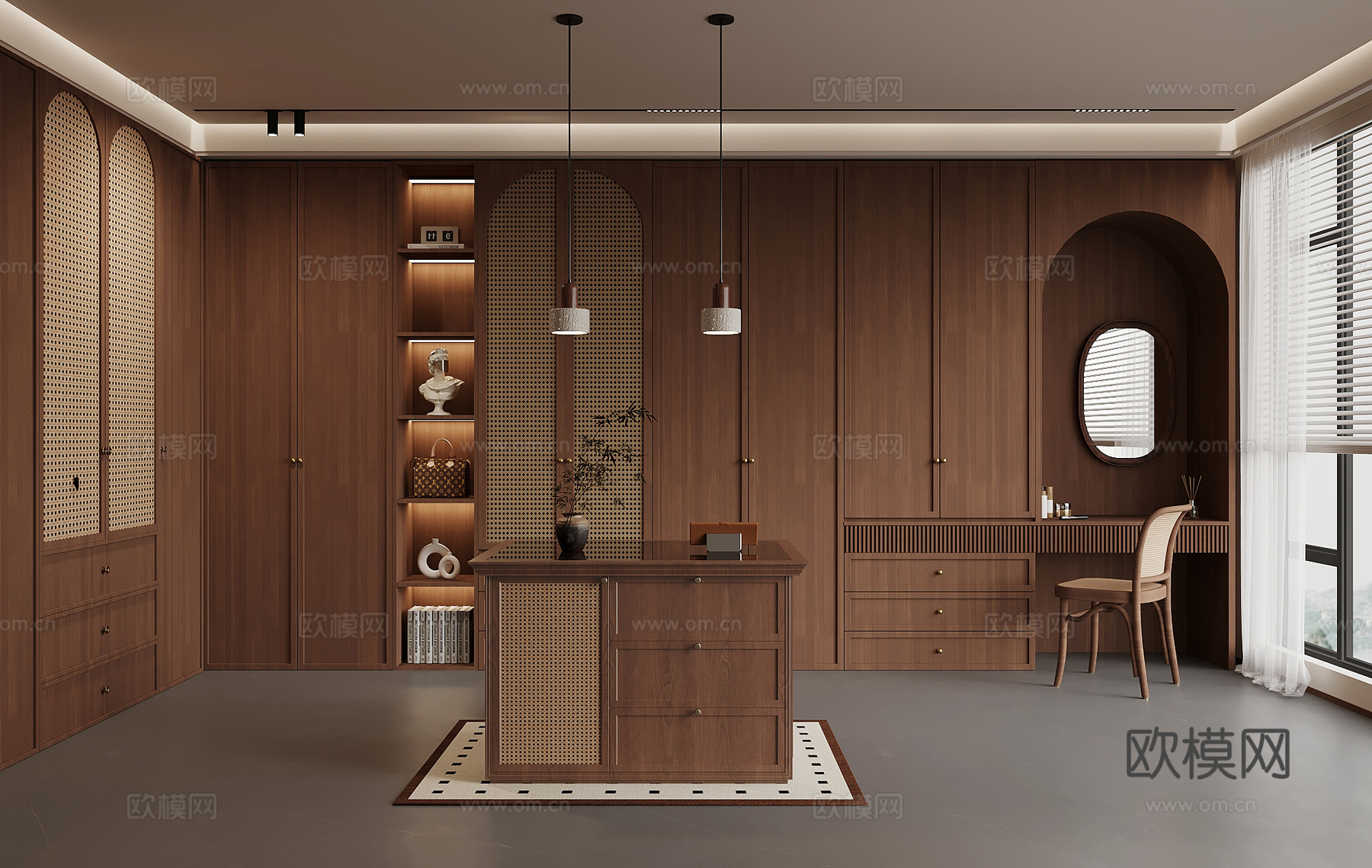 中古风衣帽间su模型