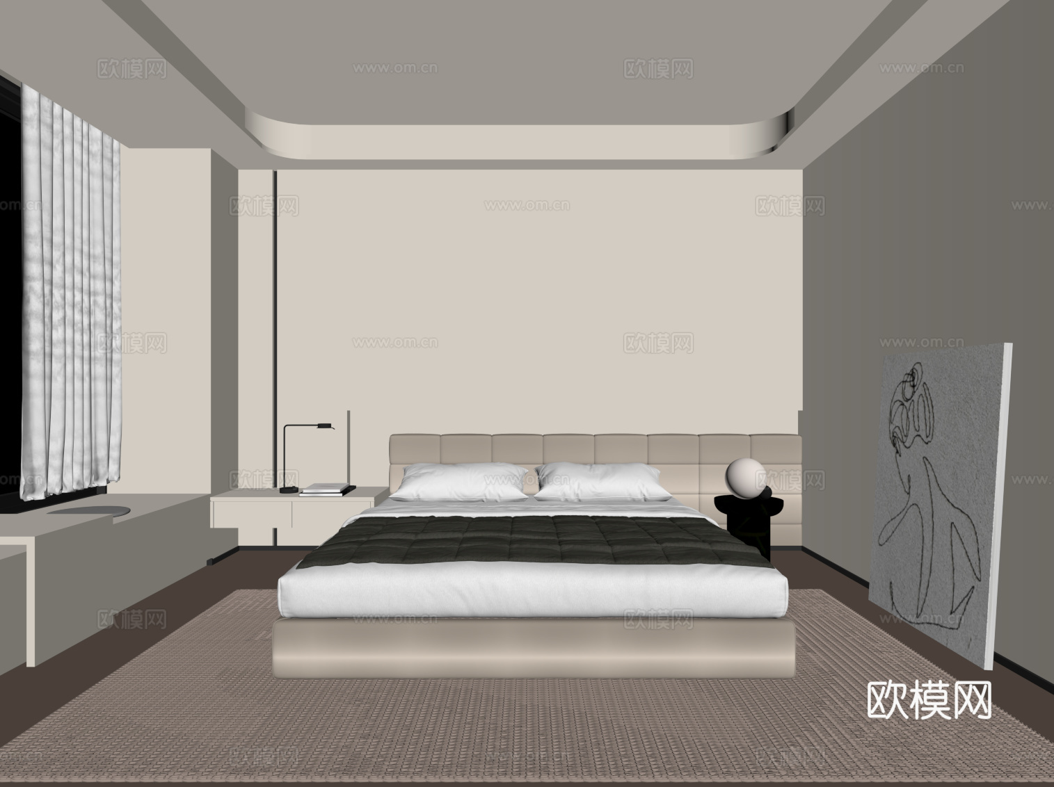 现代卧室su模型