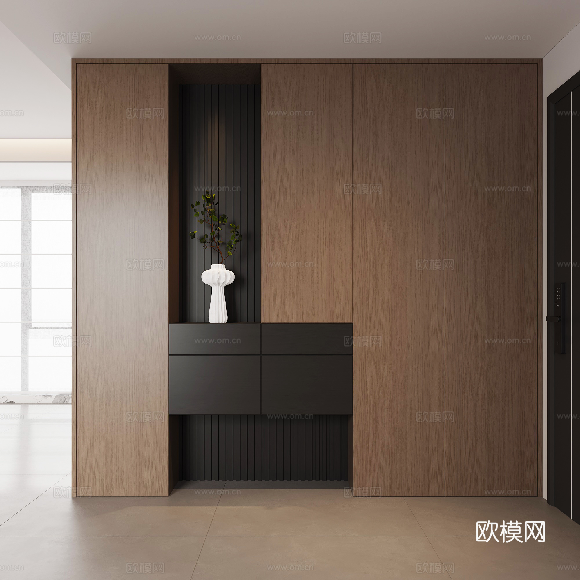 现代意式玄关 玄关鞋柜su模型