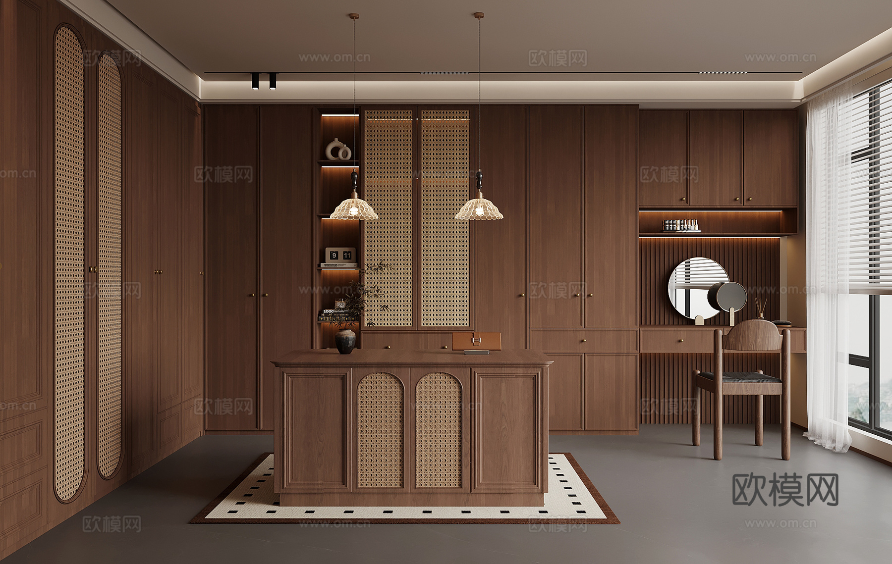 中古风衣帽间su模型