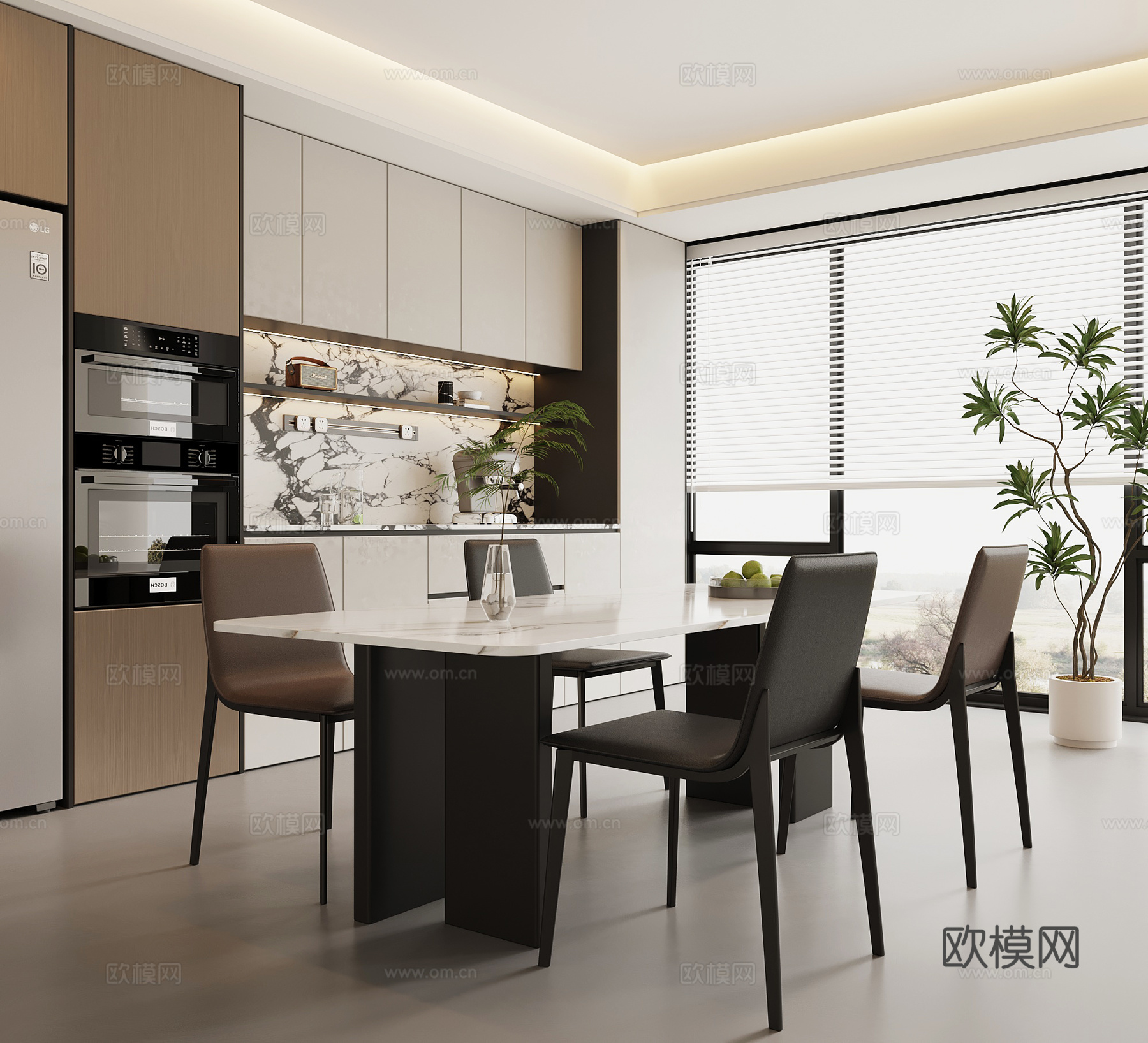 现代意式餐厅su模型