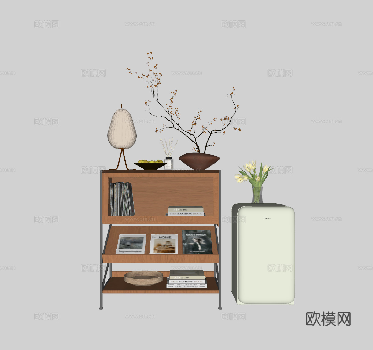 中古风装饰柜su模型