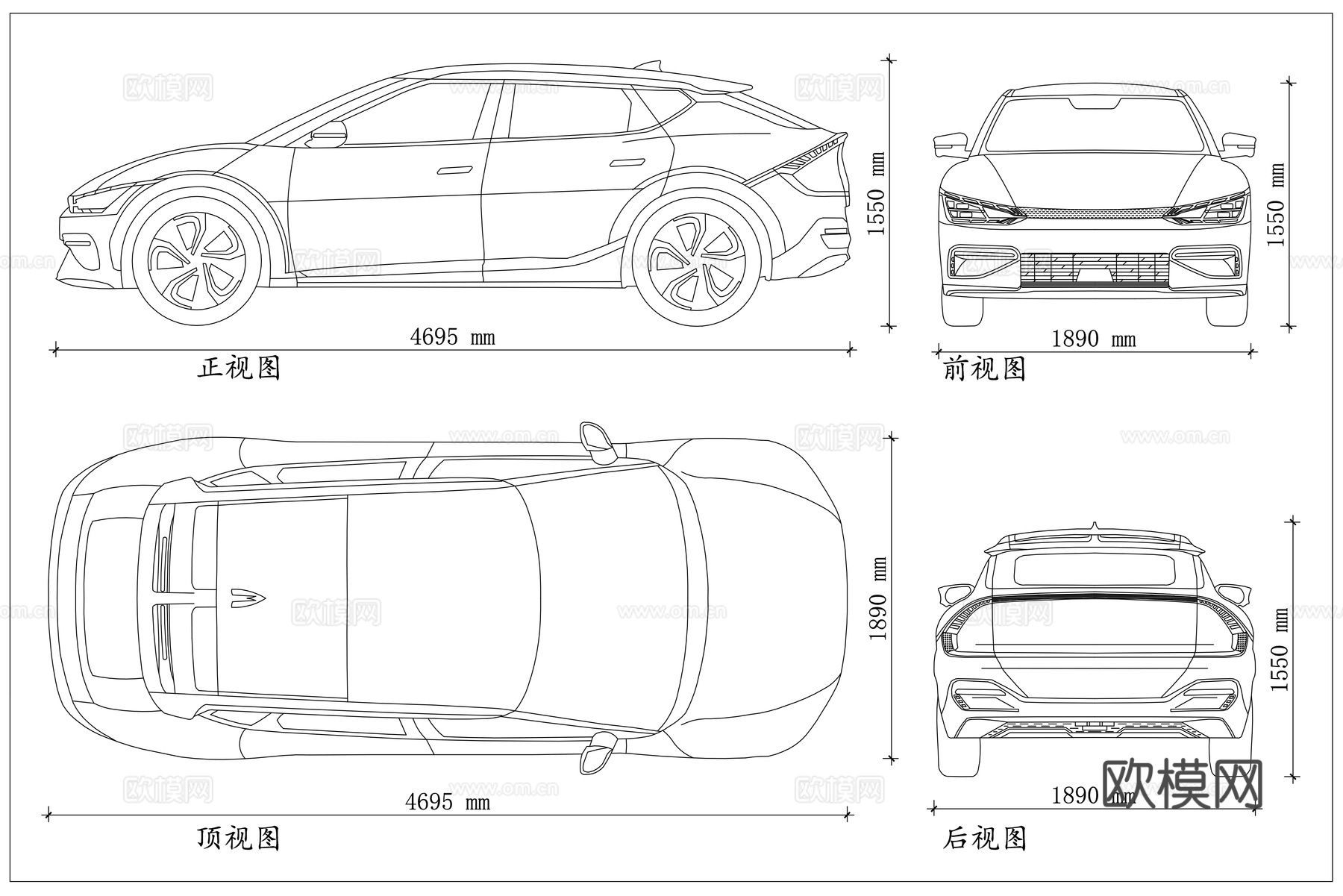纯电轿跑SUV 进口纯电SUV 起亚CV车型 高性能纯电SUcad施工图