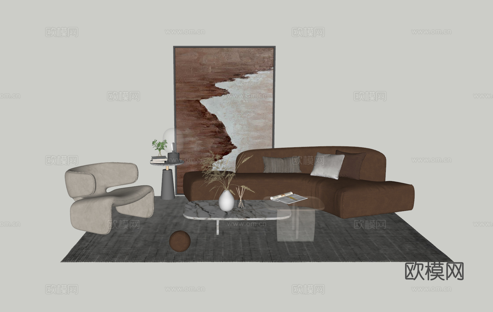 现代客厅沙发组合su模型