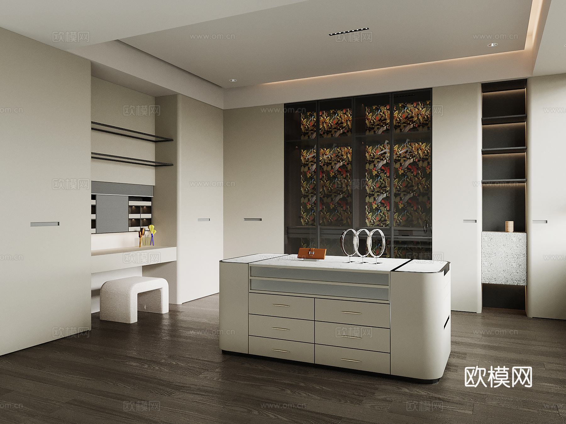 现代衣帽间 衣柜su模型