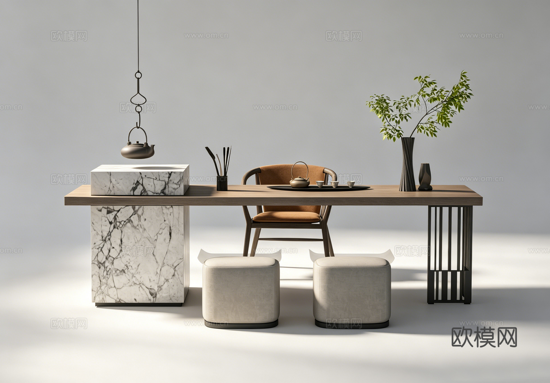 现代茶桌su模型