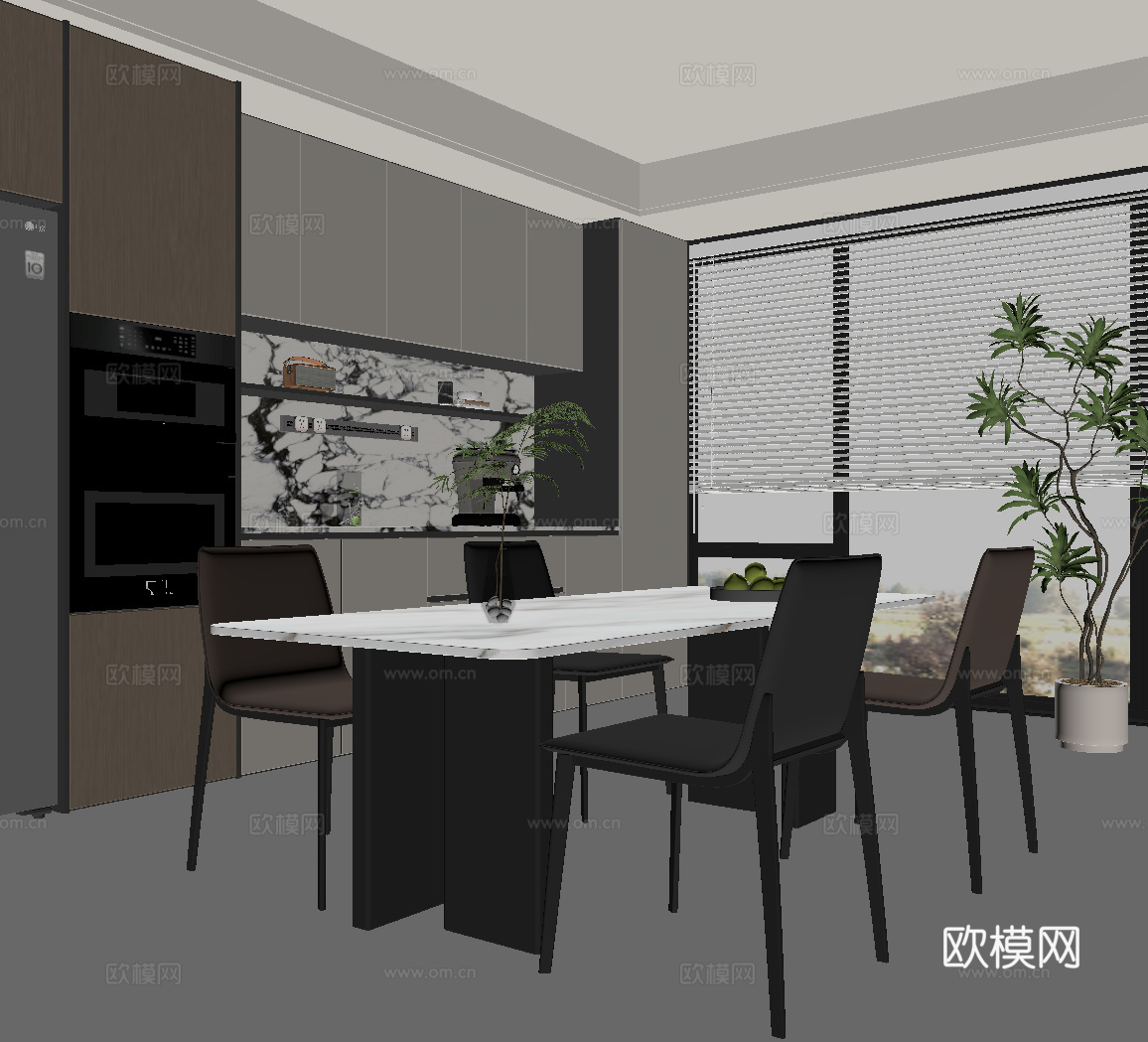 现代意式餐厅su模型