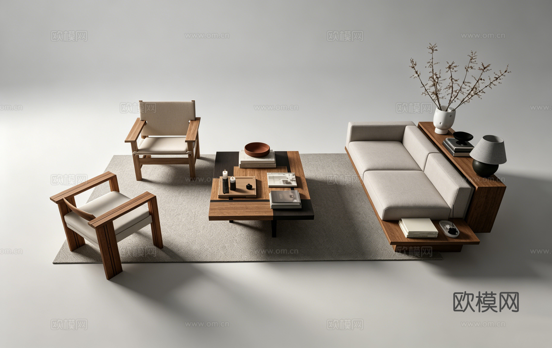 中古风沙发组合su模型