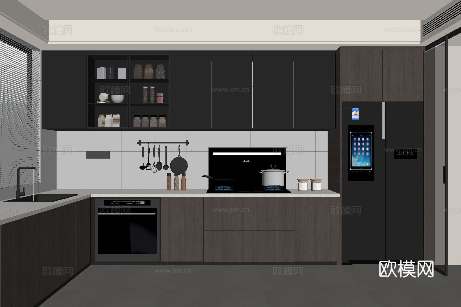 现代意式厨房su模型