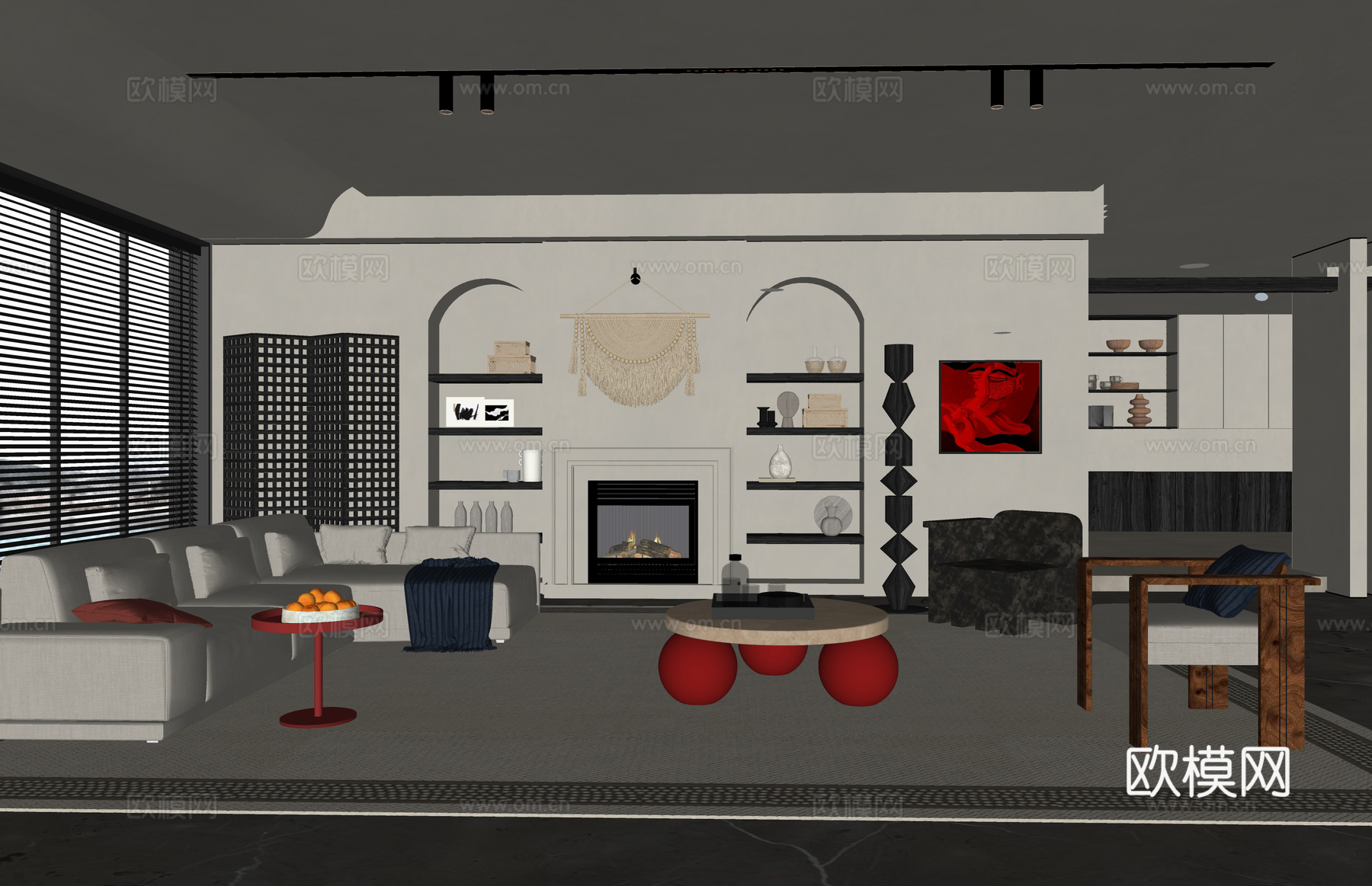 客餐厅 厨房 餐厅 家装 茶室su模型