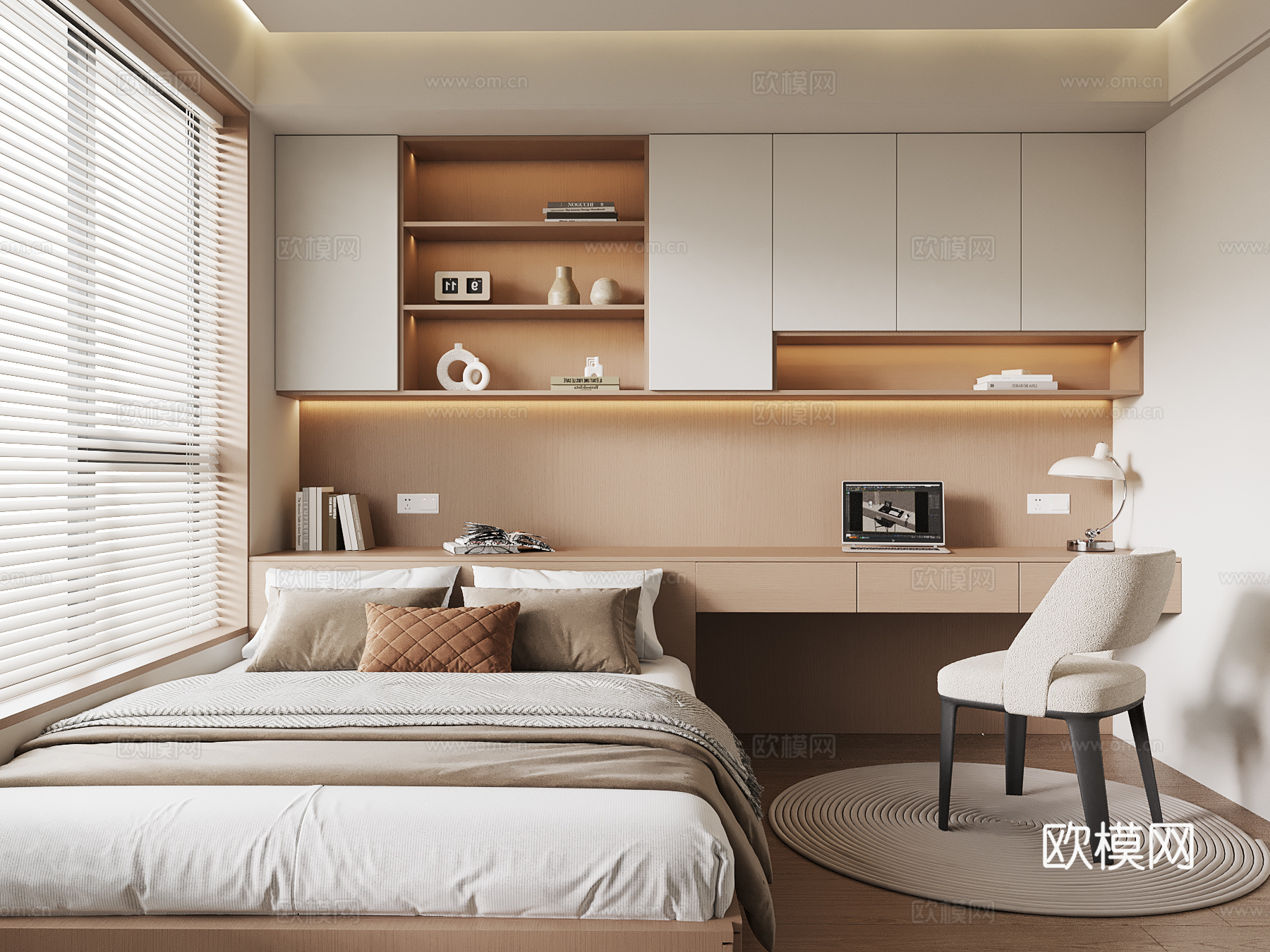 现代榻榻米卧室su模型