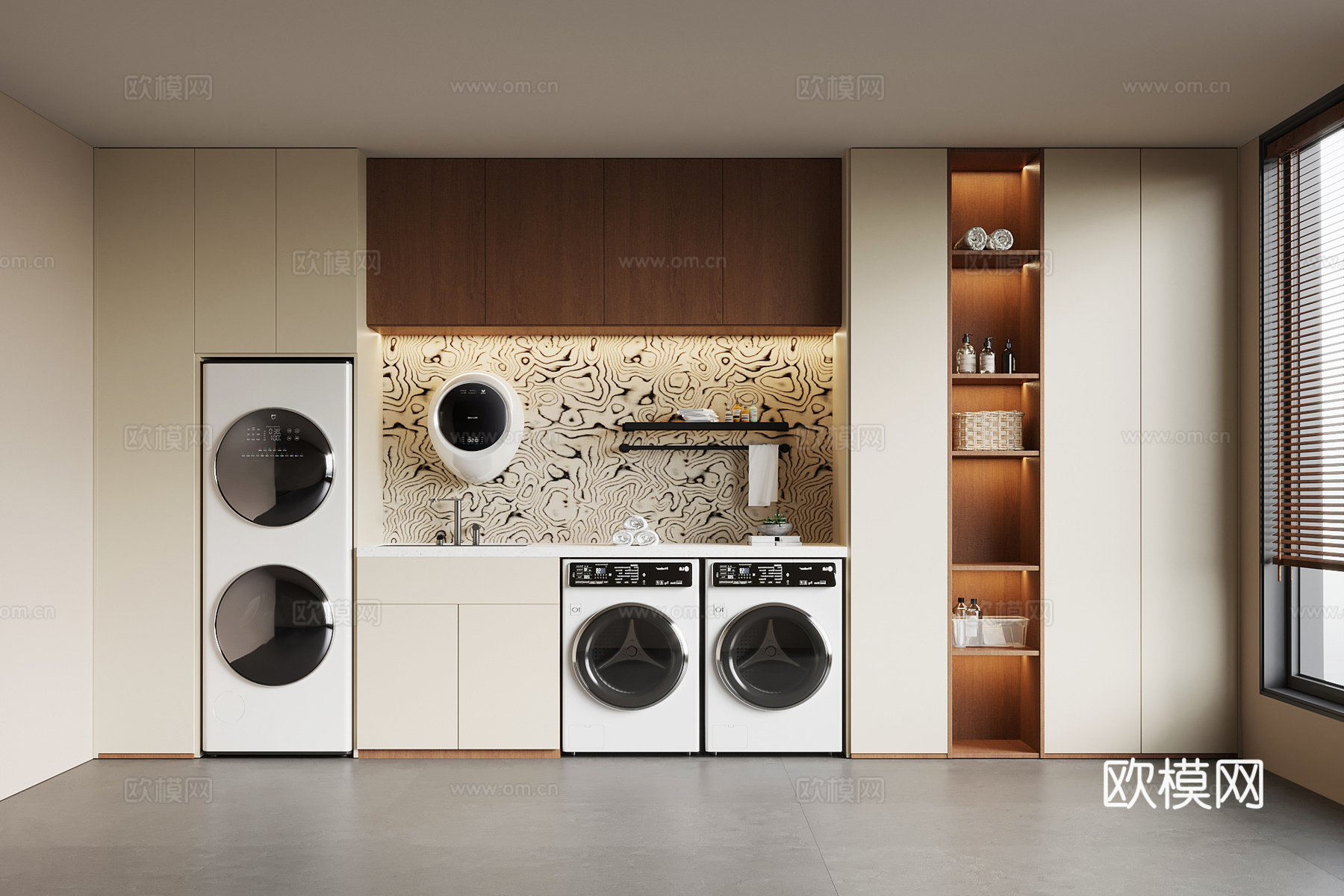 现代中古洗衣房su模型