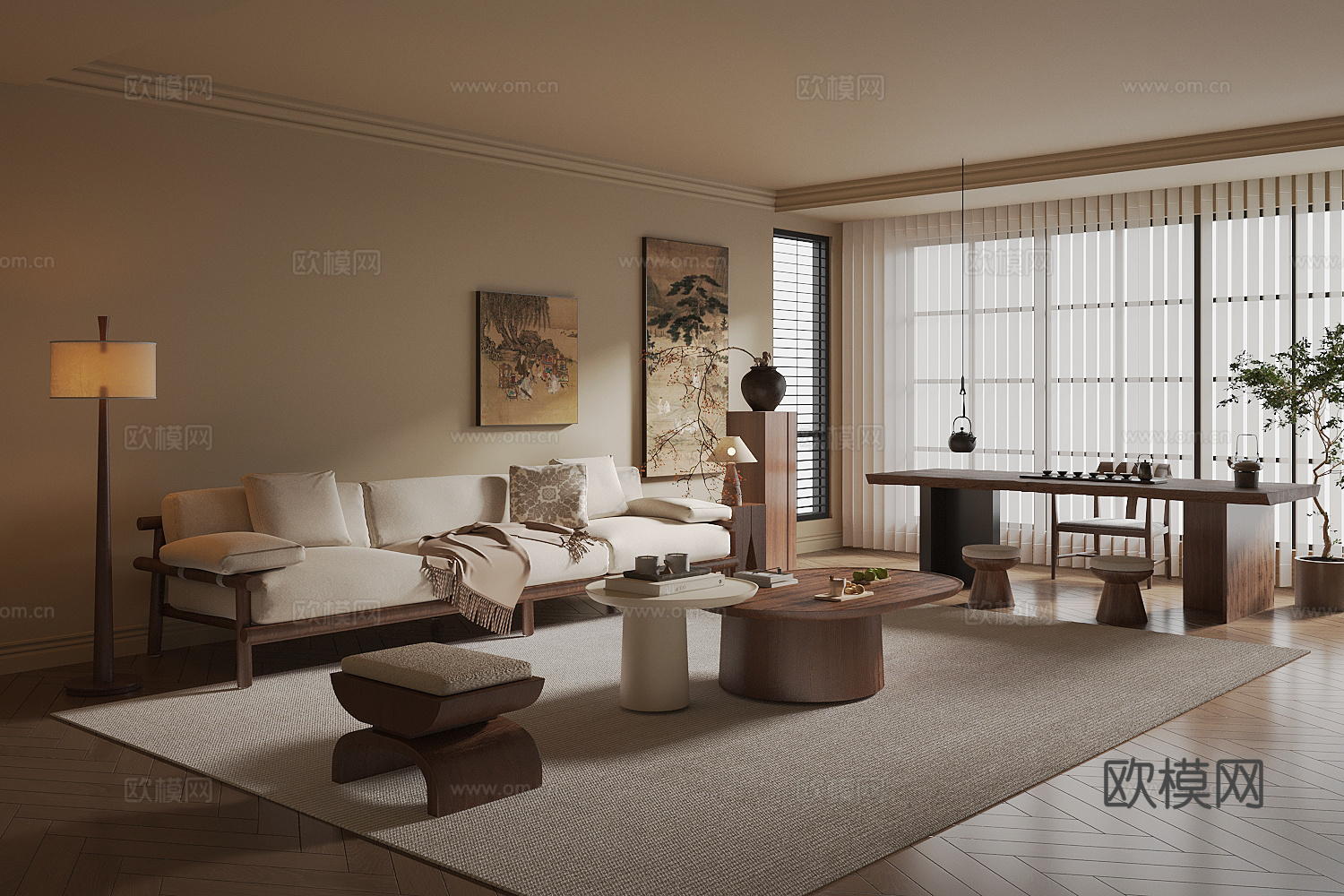 中古风客厅su模型