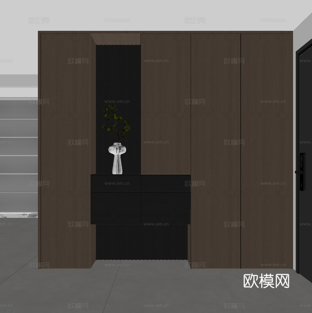 现代意式玄关 玄关鞋柜su模型