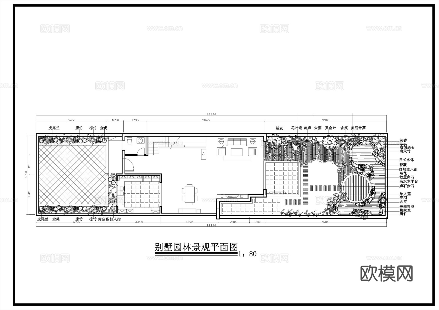园林景观水池假山造景cad施工图