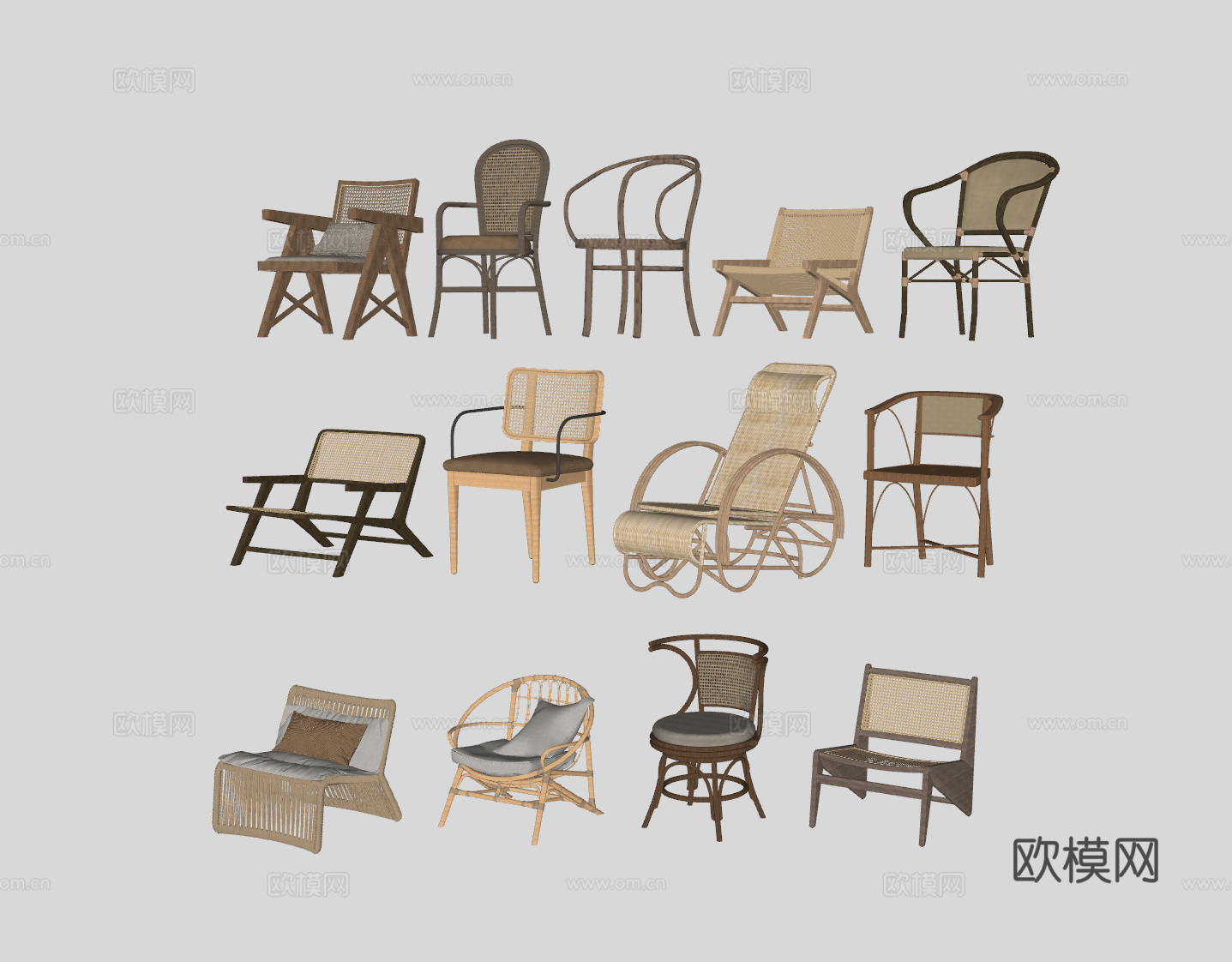 侘寂单椅su模型