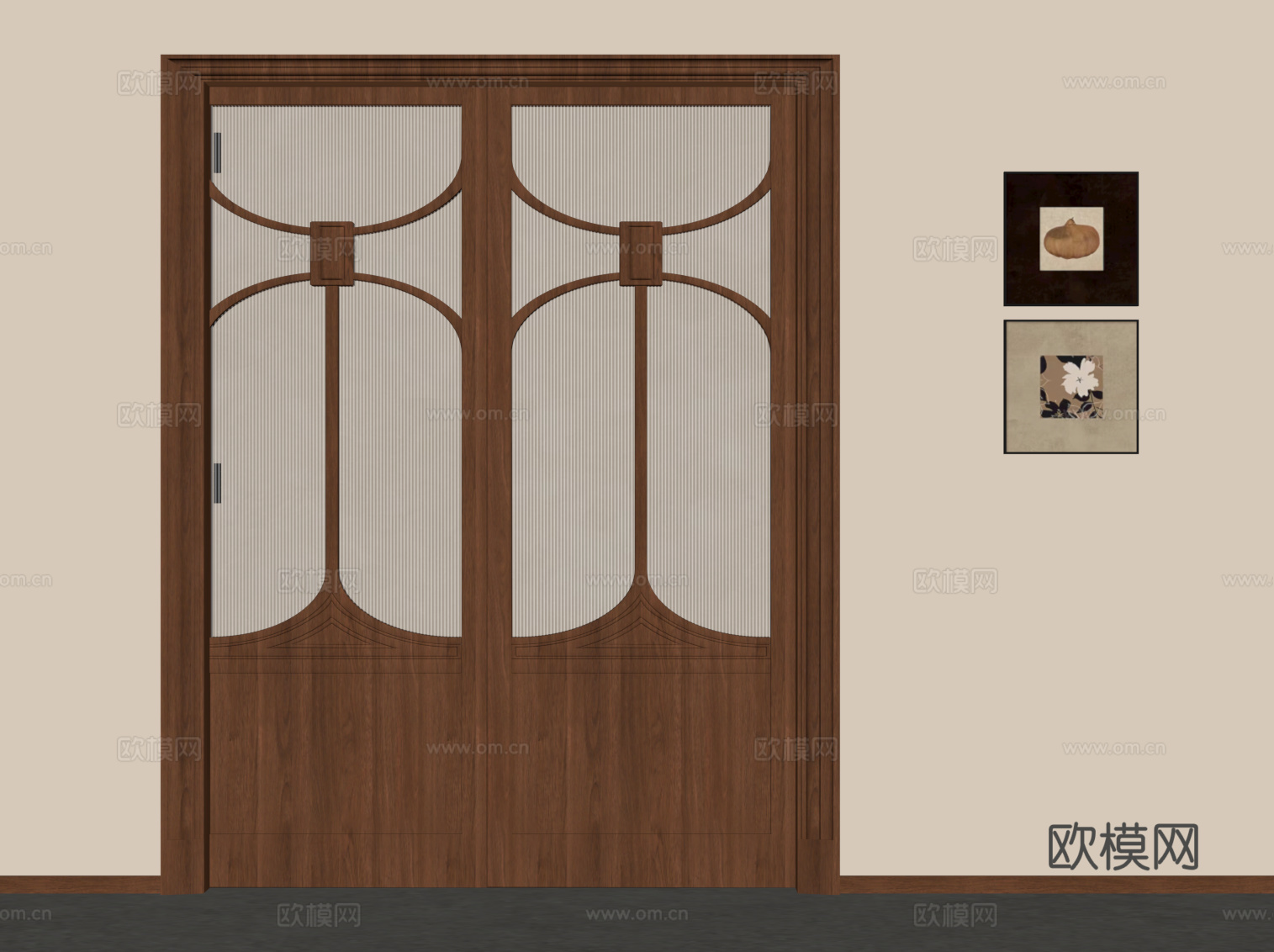 中古风双开门su模型