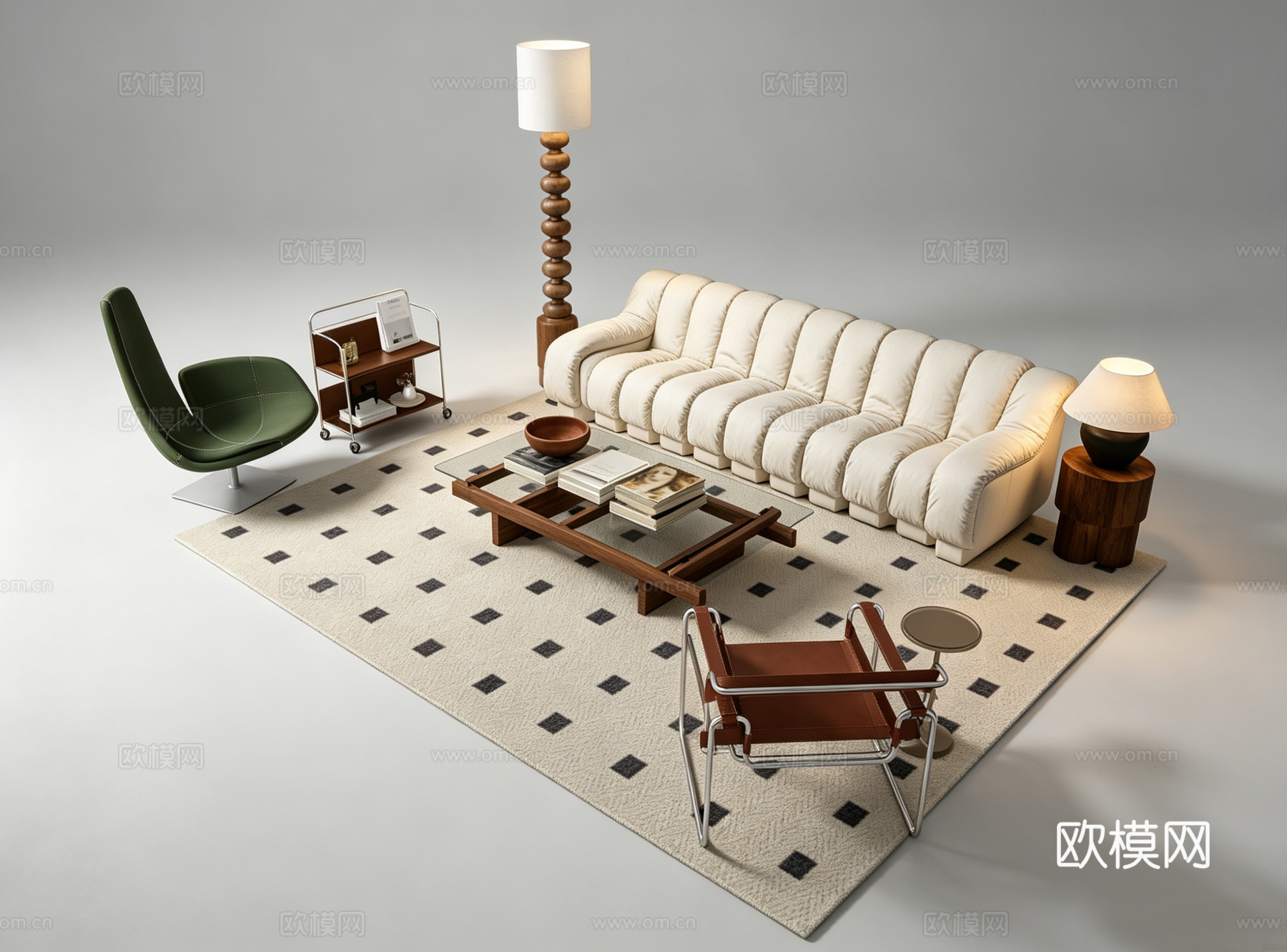 中古风客厅沙发组合su模型