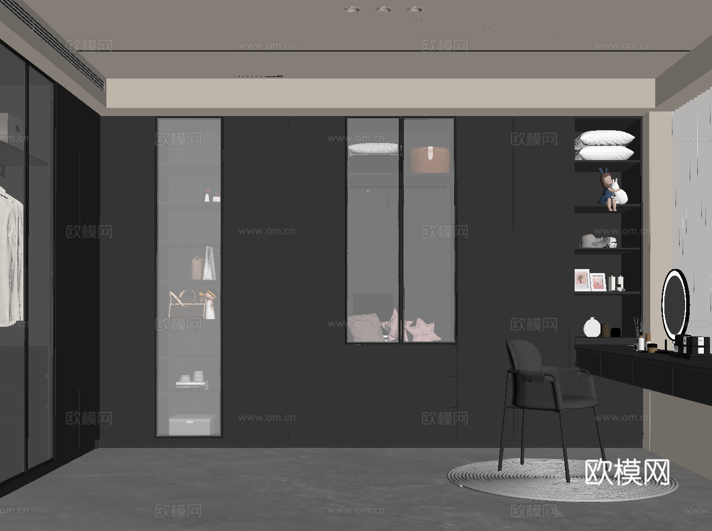 现代意式衣帽间su模型