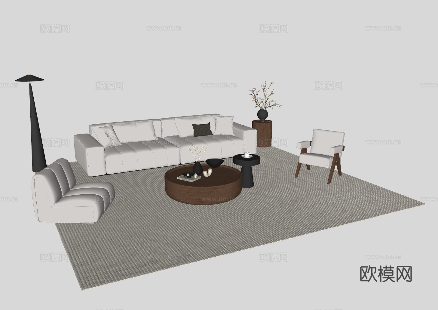 现代客厅沙发组合su模型