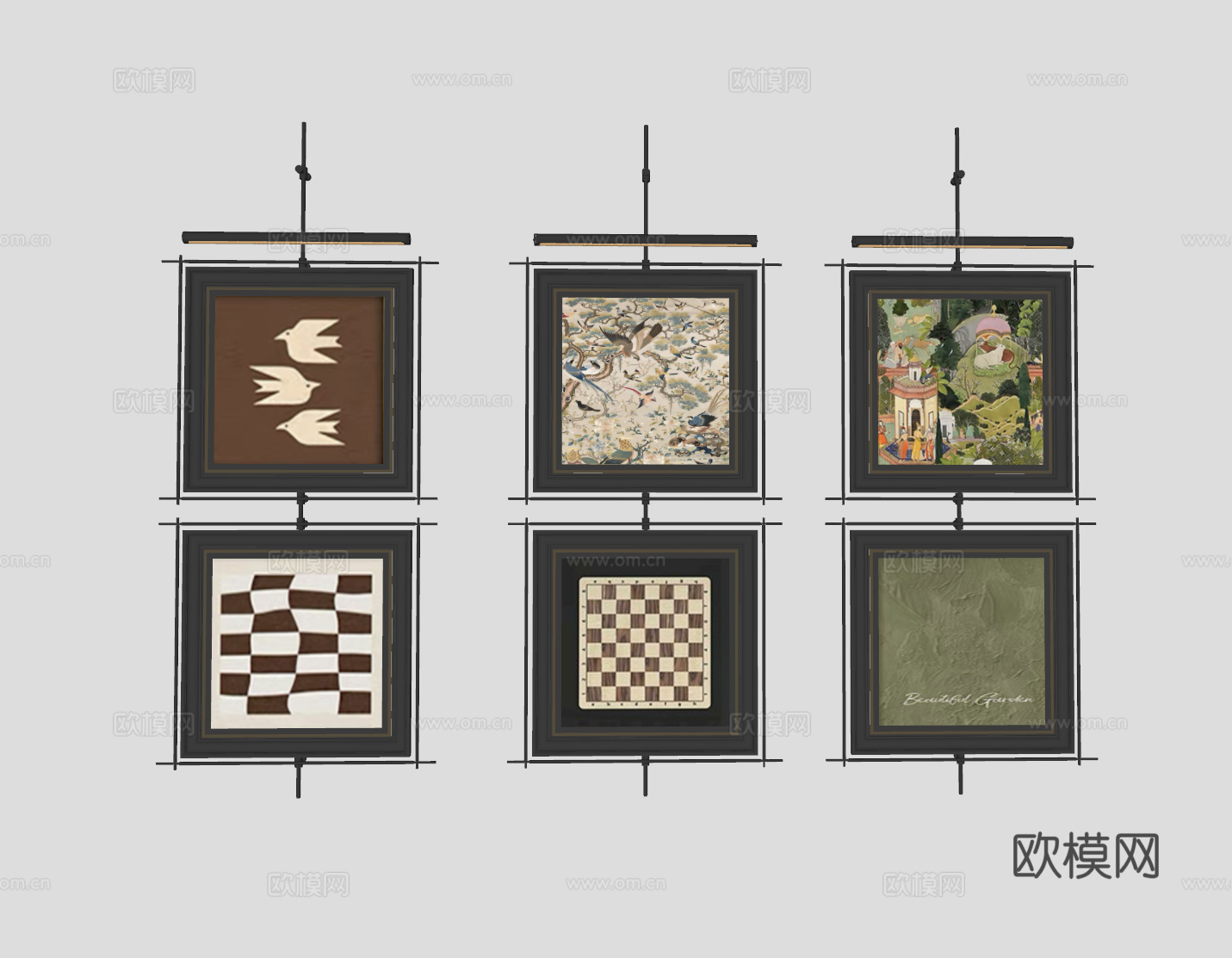 现代装饰挂画su模型