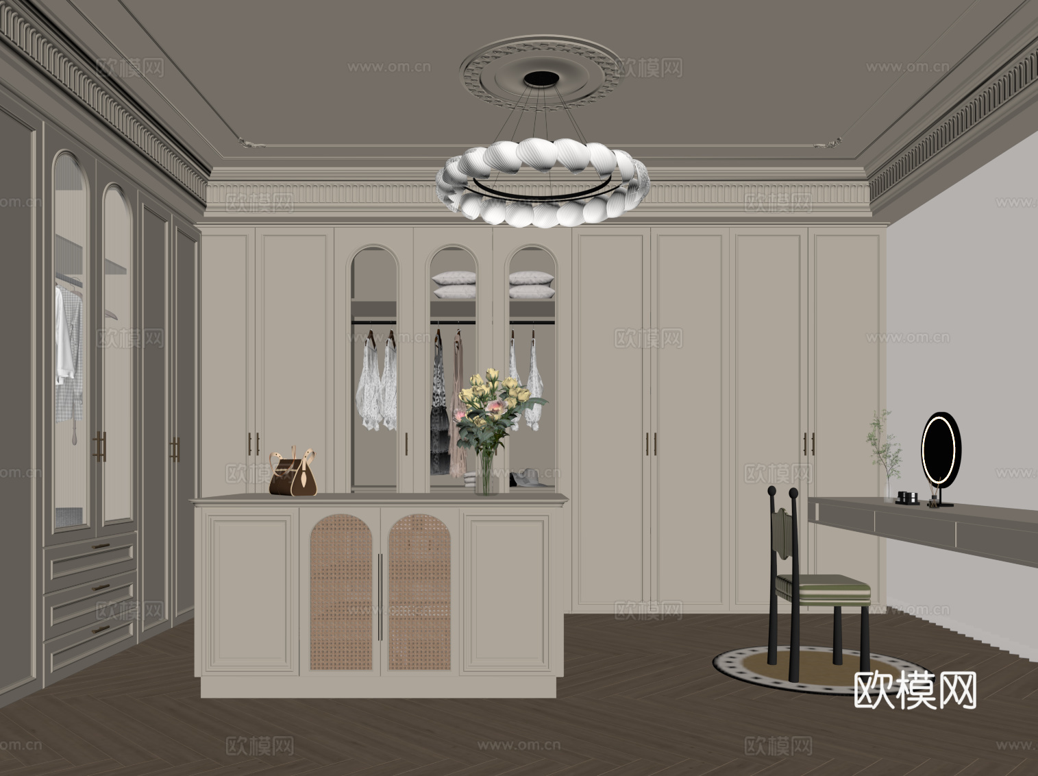 法式衣帽间su模型