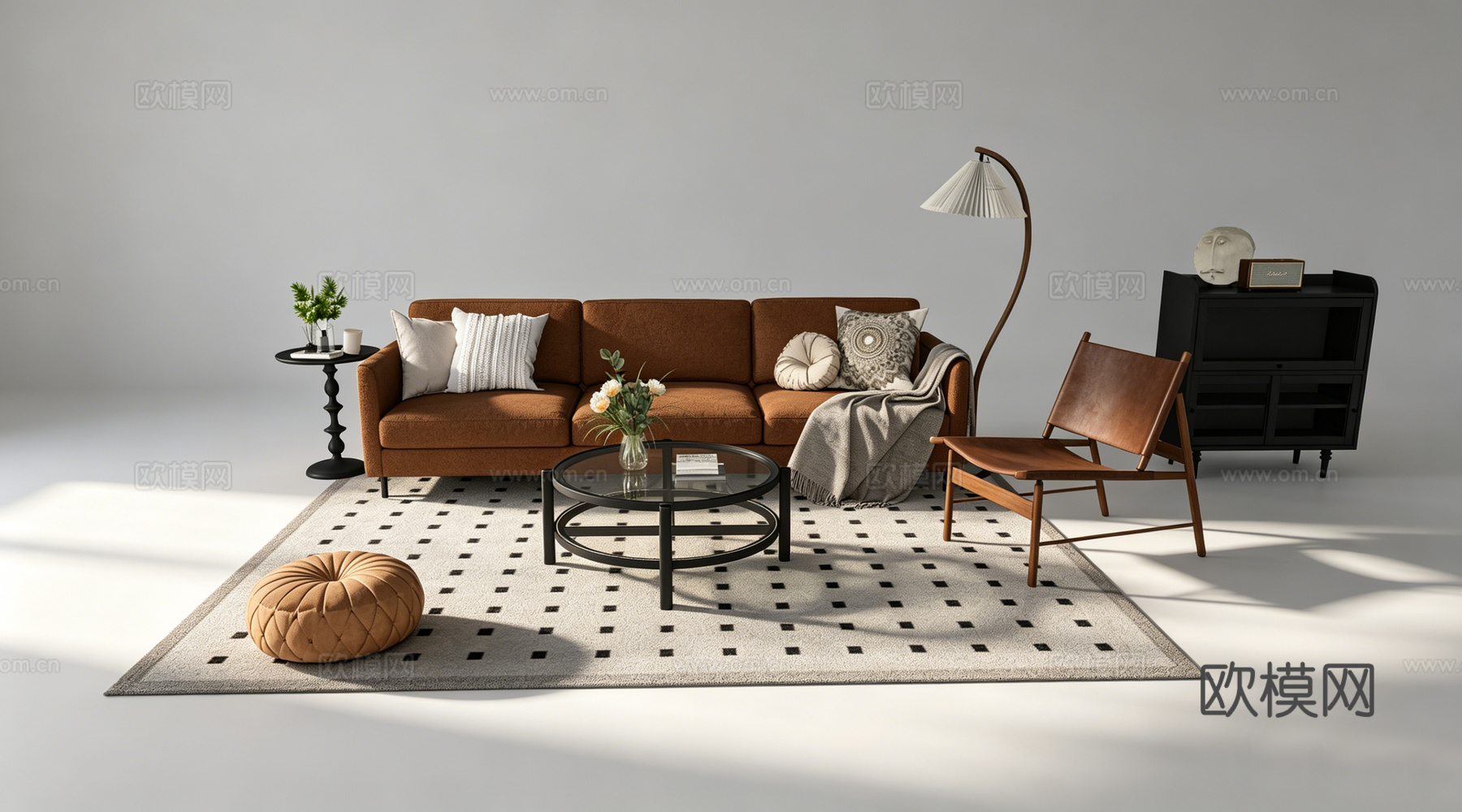 中古风客厅沙发组合su模型