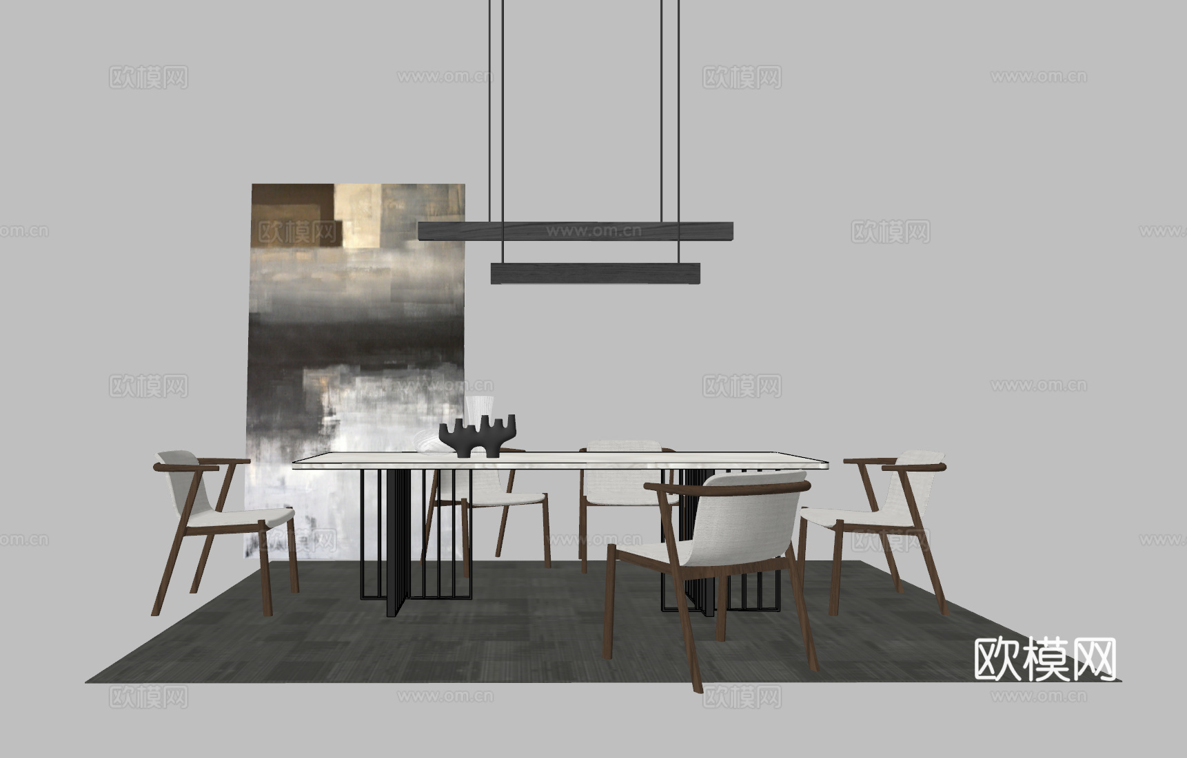 现代餐桌书桌su模型