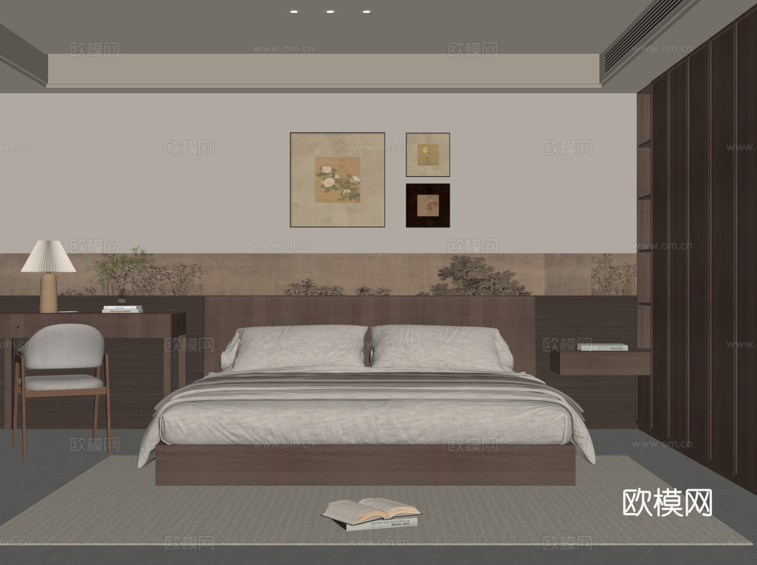 中古风卧室su模型
