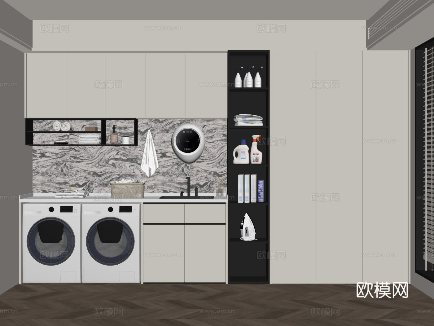 现代意式洗衣房su模型