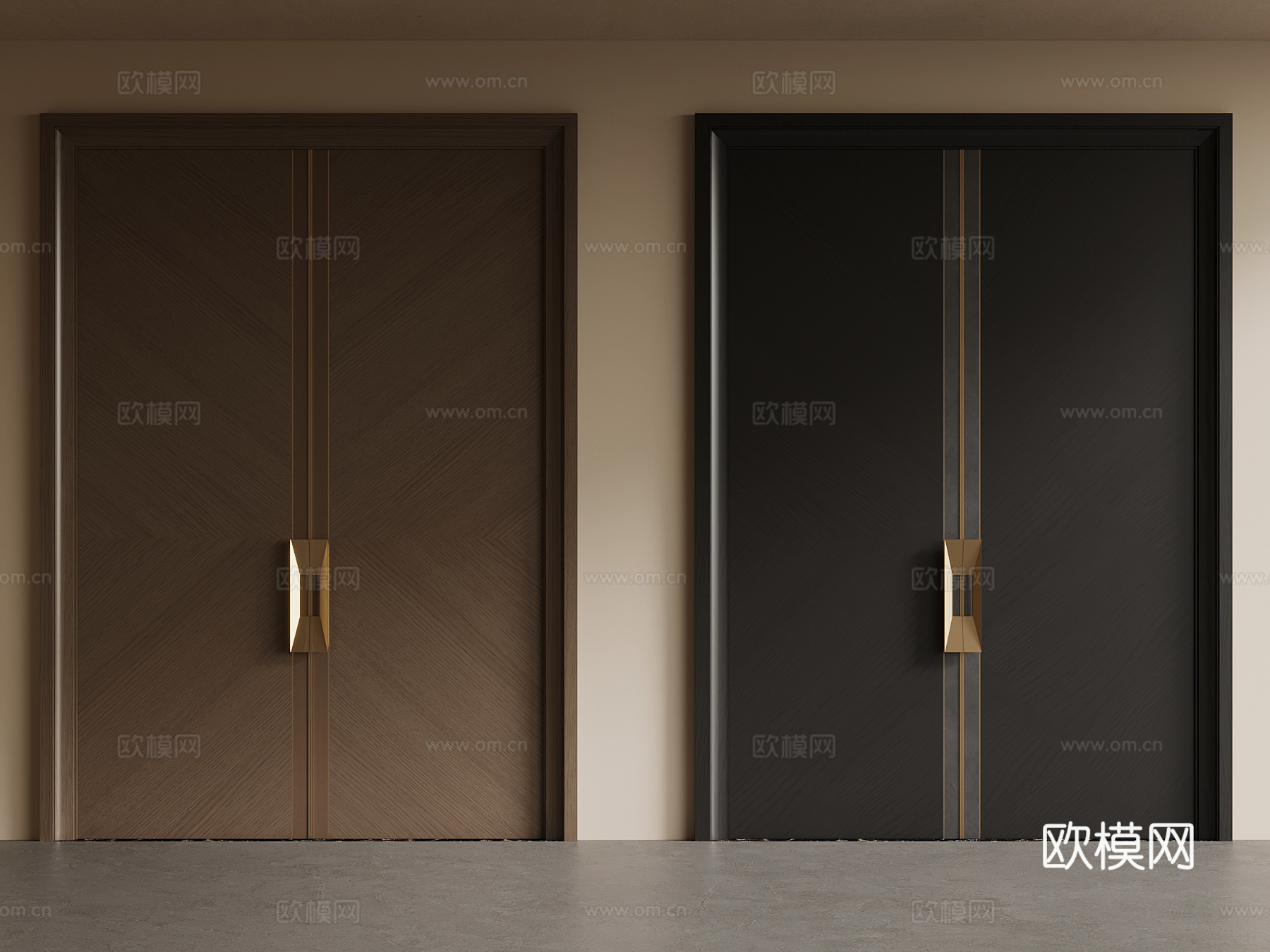 现代双开门 中古风双开门su模型