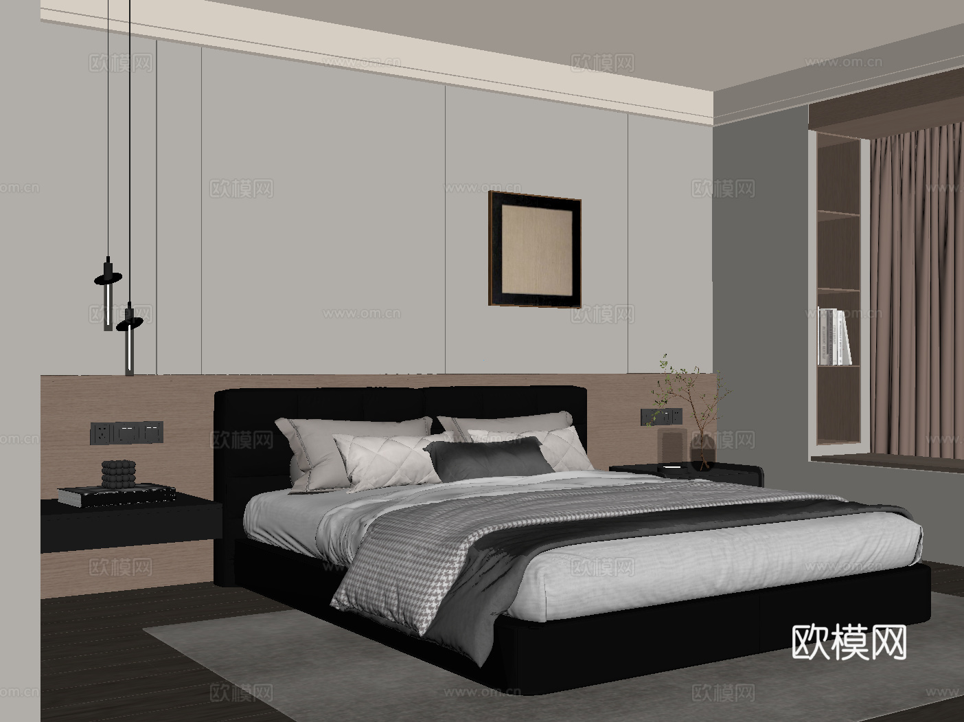 现代卧室su模型
