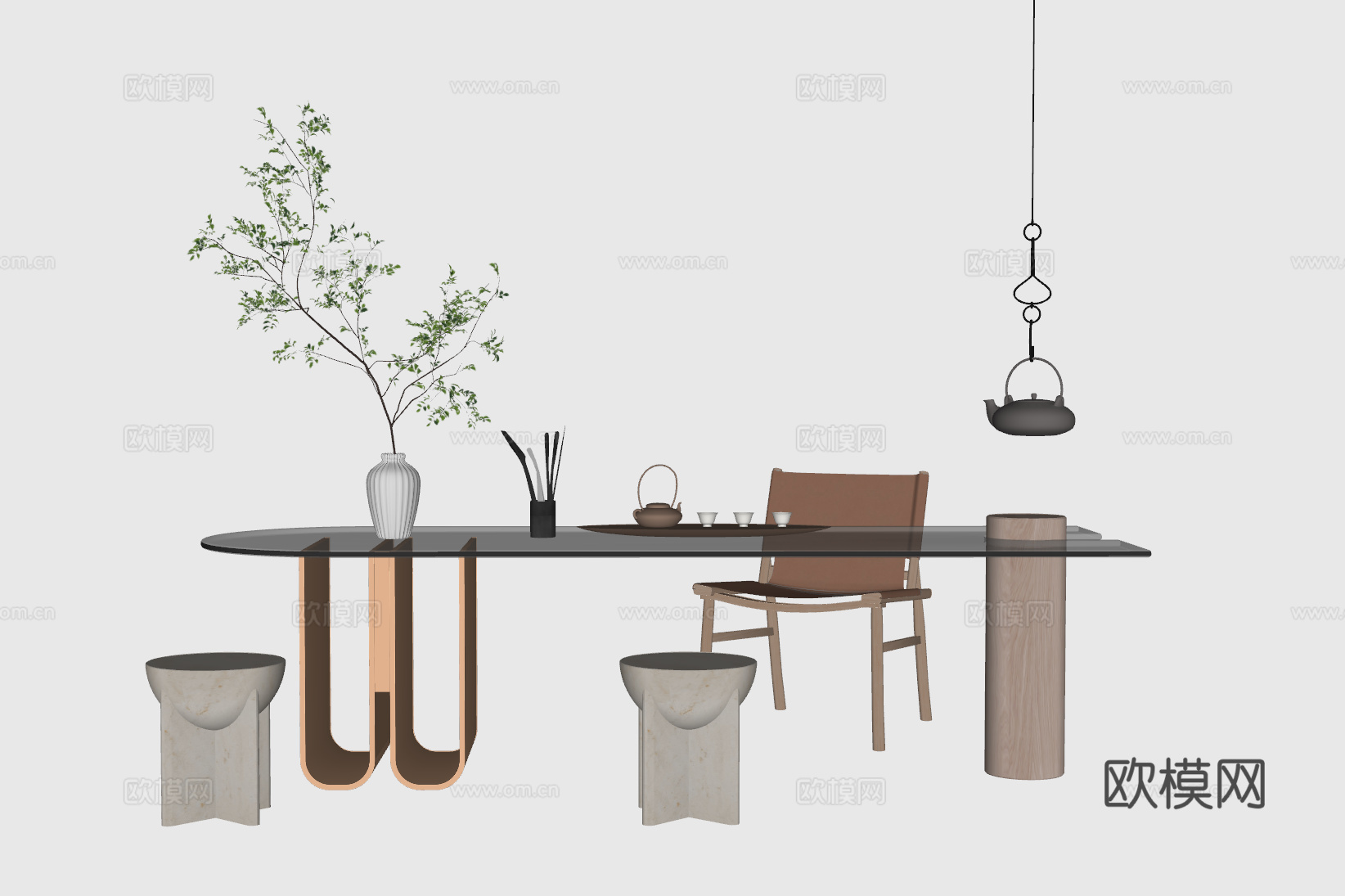 现代茶桌su模型