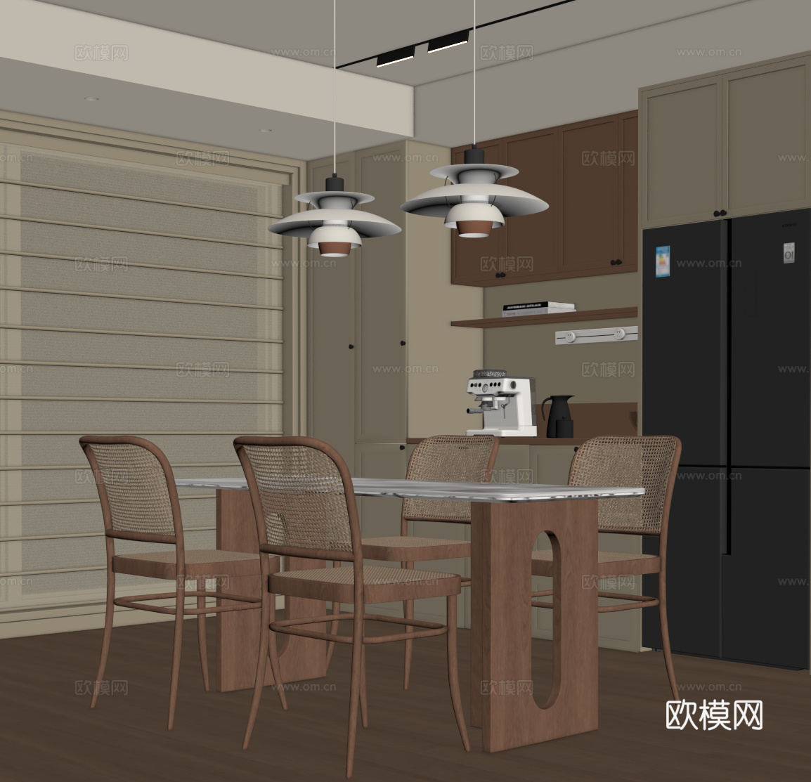 中古风餐厅su模型