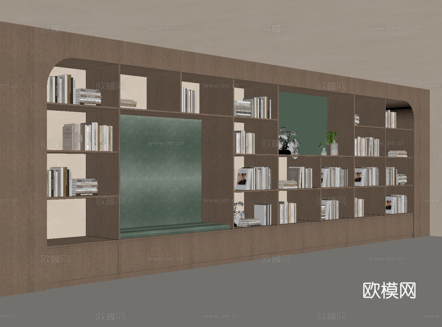 现代书柜 卡座su模型