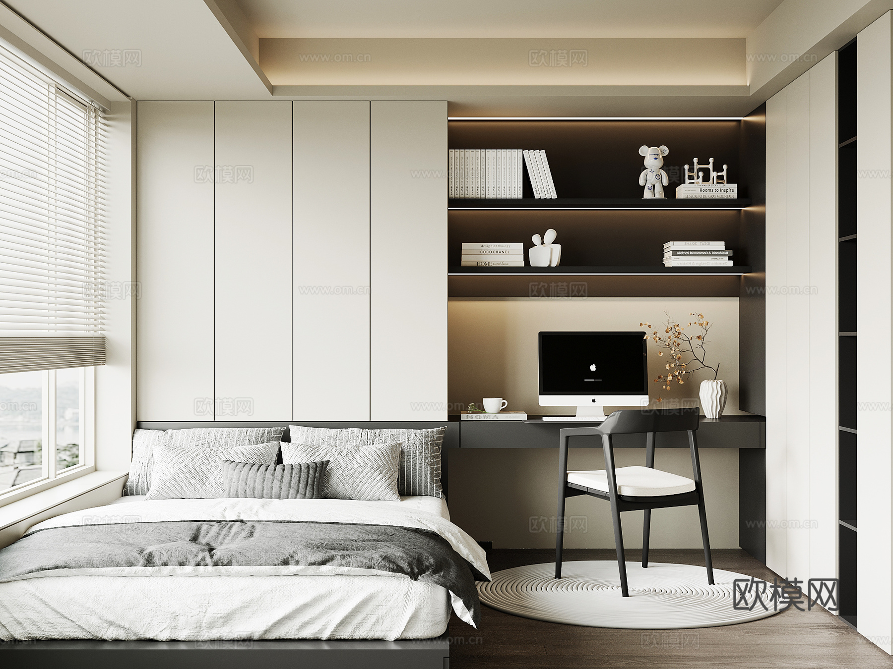 现代意式榻榻米卧室3d模型