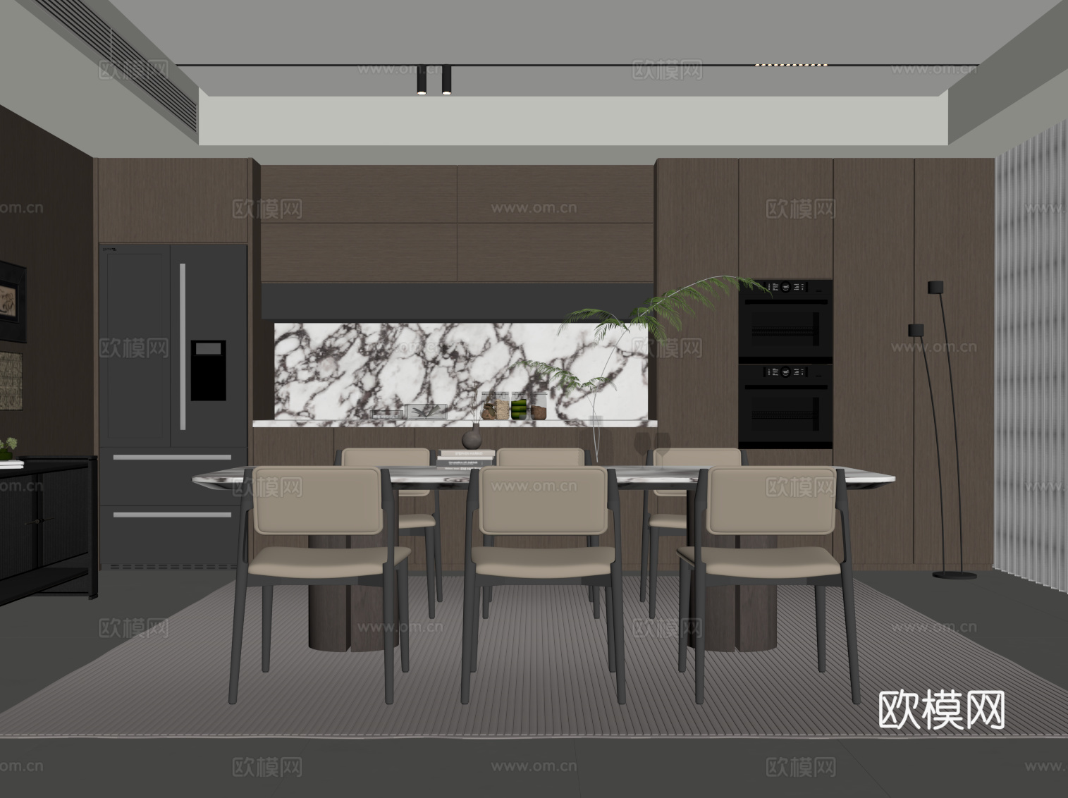 意式餐厅su模型